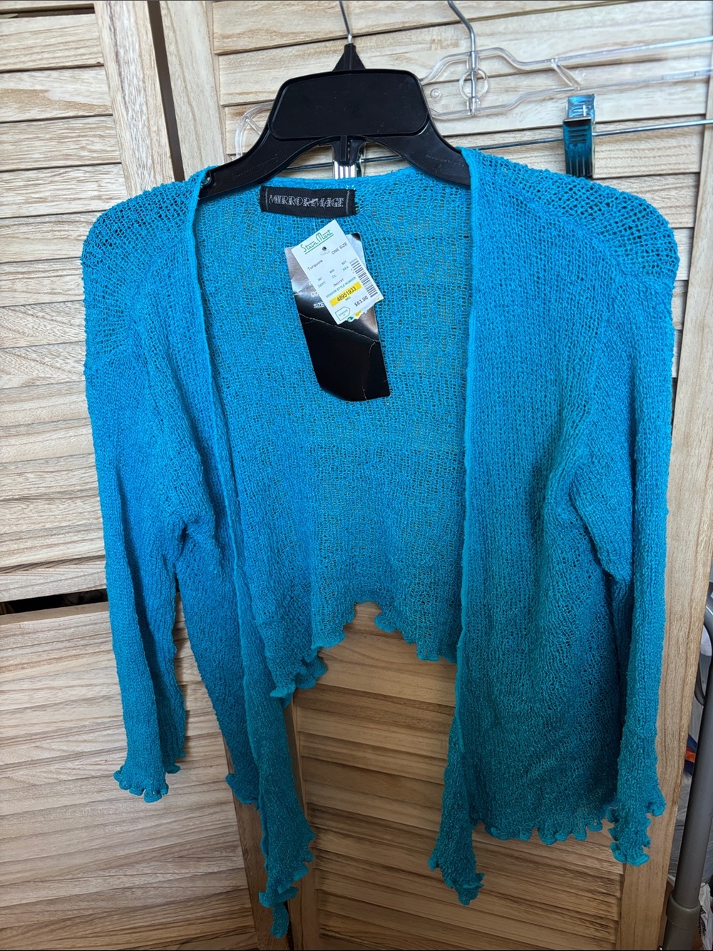 FINAL MARKDOWN Mirror Image Turquoise Open-Front Lightweight Cardigan OSFM NWT